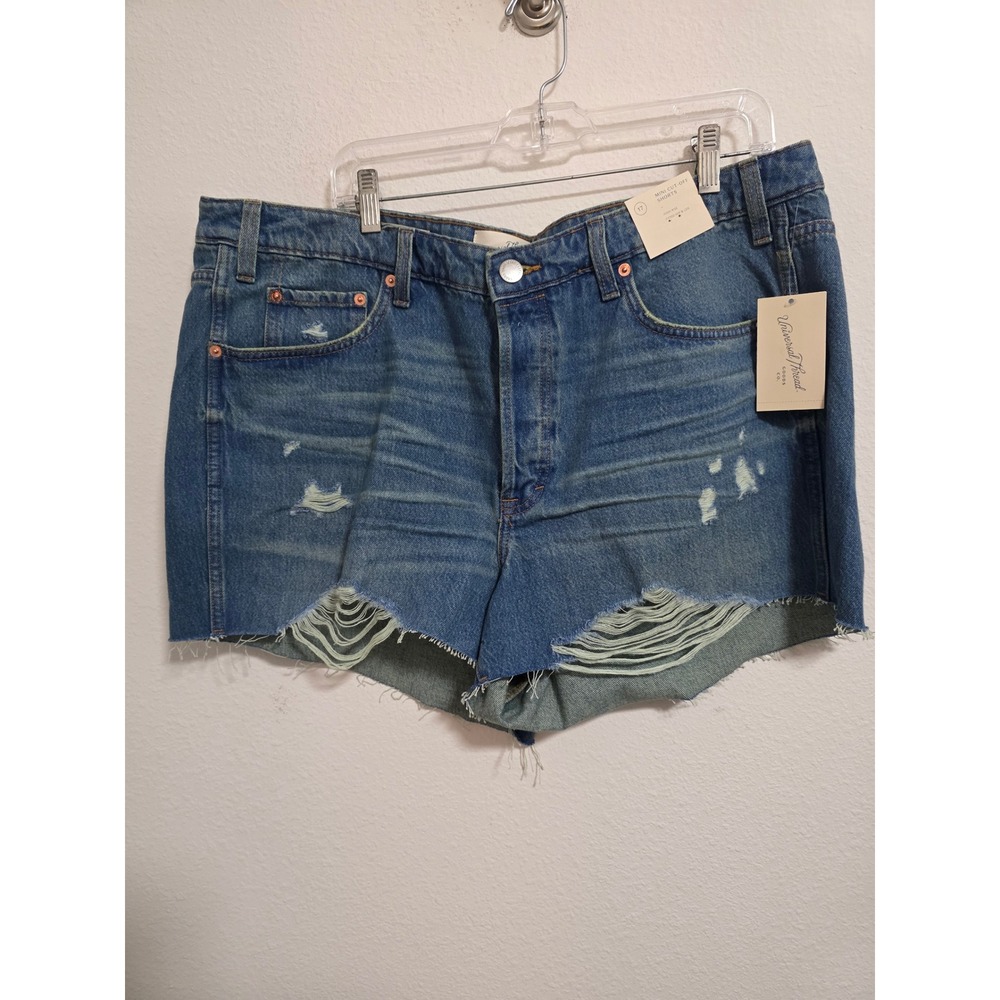 Universal Thread Womens High Rise Mini Cut-Off Distressed Denim Shorts Blue 17